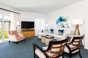 Spacious unit! Sofa opens up to a pull-out bed for 2 extra guests.
