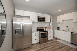 The kitchen is spacious & well equipped for your visit to Covington