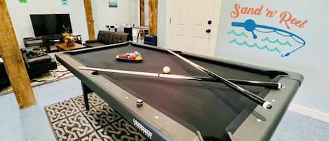Tons of fun await you on this brand new, 7-foot,  pool table!