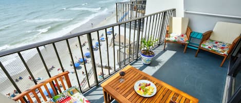 Balcony with Garden City Beach Pier within walking distance in the background. 