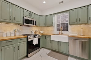 Indoors, Kitchen, Sink, Microwave, Oven