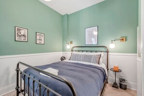 Indoors, Lamp, Bed, Furniture, Painting
