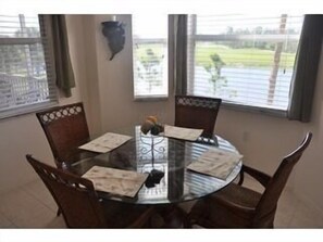 Dining area with view out to Golf course