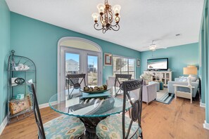 Dining area and living room