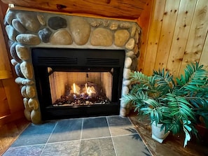 Gas burning fireplace!