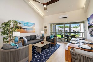 Relax on the sofa with the sliding door open and enjoy the Maui trade winds.