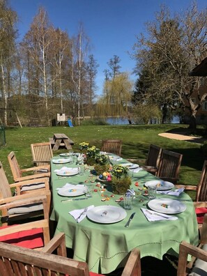 Outdoor banquet area