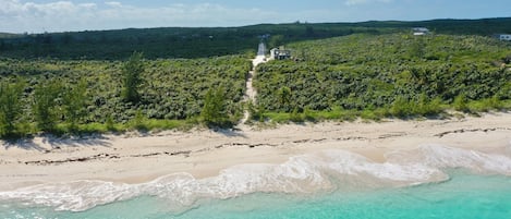 Our beach and path to the beach.  Simple Life cottage is in the background,