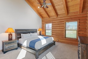 Master bedroom with king sized bed