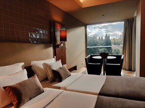 2 twin beds with mountain view.