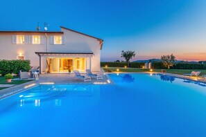 View from the pool to the house