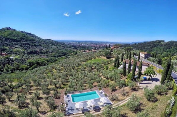 Aerial view of the private swimming pool