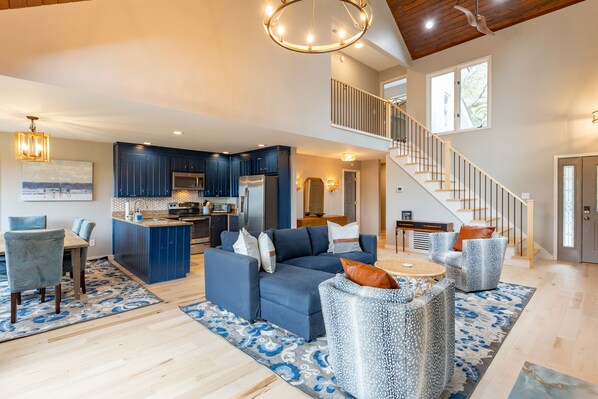 Main Living room with kitchen views.  Open floor plan