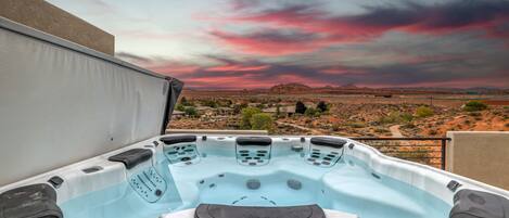 Private Spa on the balcony with Sunset Views