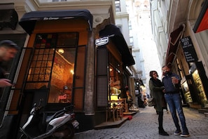 Your little street which is full of interesting little shops and cafes. Spot Galata Tower at the end.