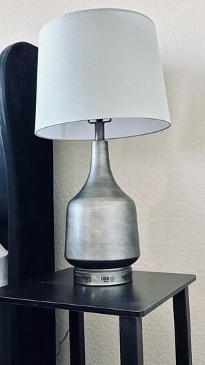 Two lamps with USB plugs for charging