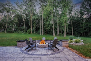 Beautiful stone fire pit.