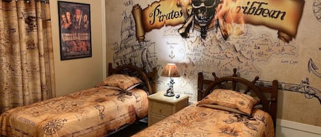 Pirates of the Caribbean Bedroom with Two Twin Beds and Flat Screen TV