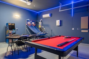 Game room in the garage with mini split AC!!