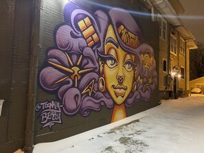 The MadiZEN mural in the snow.