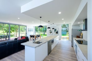 Modern kitchen with quality appliances.