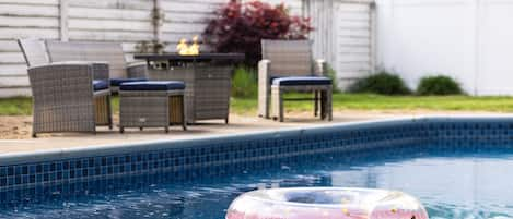 Unwind in our private heated pool, nestled in a tranquil New York setting