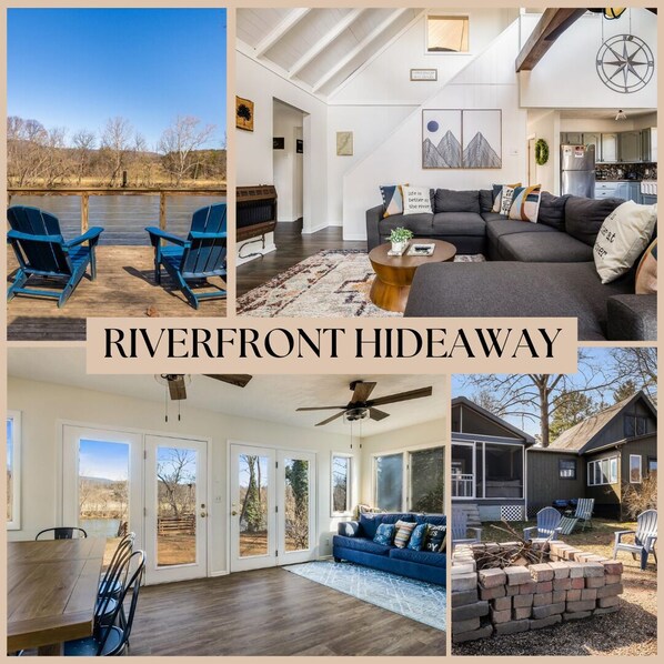 Enjoy this riverfront home, tucked away in private serenity, with the sounds of the river babbling by. We call this lovely home the "Riverfront Hideaway" for its private, yet perfectly situated spot on the Shenandoah River. 