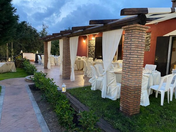 Outdoor banquet area