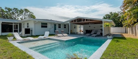 Overlooking the pool