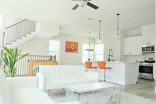 Modern styled living room in Houston townhome