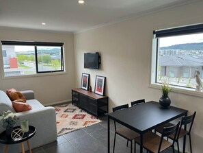 Lounge and dining area with smart TV