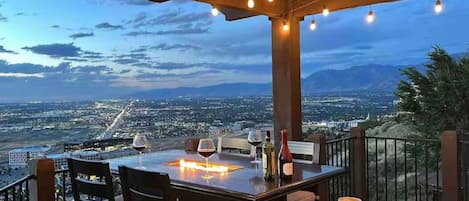 Upstairs patio has 360 views of Salt Lake County & the Wasatch Mountains