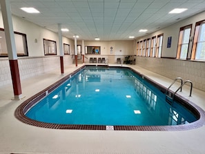 Enjoy our Year-Round heated indoor pool and hot tub!