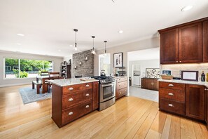 Kitchen open to dining room.
