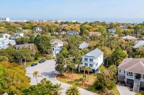 Aerial view of the house just a short walk to the beach