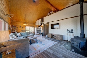 The Living Room with wood stove.