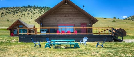 Enjoy this expansive wrap around deck with amazing views of Sphinx Mountain and the Madison Range!