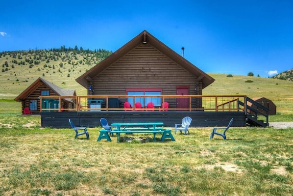 Enjoy this expansive wrap around deck with amazing views of Sphinx Mountain and the Madison Range!