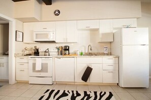 Kitchen details. Drip coffee maker, filters, and ground coffee are available.