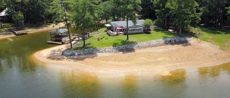 With the Wateree Dam project, the lower water level has provided a us a beach! 