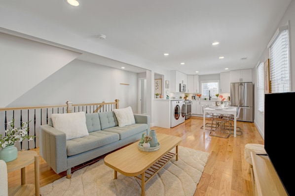 Feel at home in the open concept living room and kitchen.