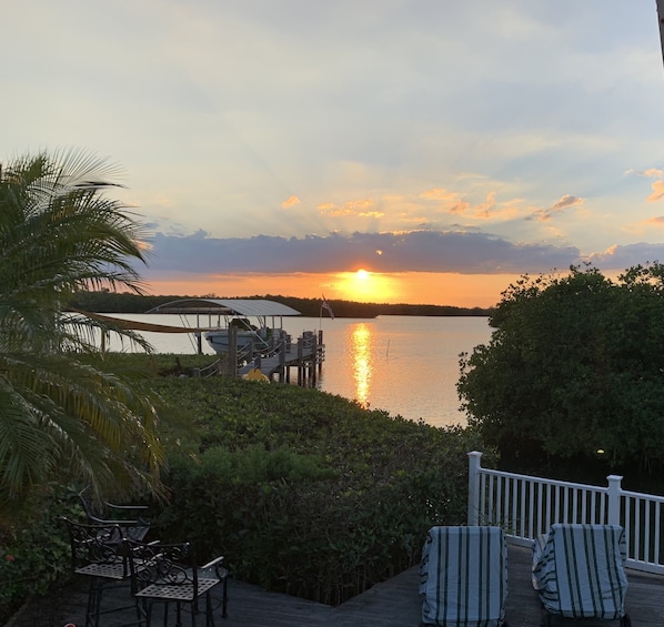 Enjoy beautiful sunsets from the waterfront patio.