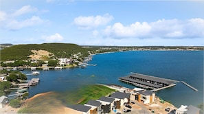 Our VRBO Home is near the top left of this photo (2nd or 3rd dock in the cove).