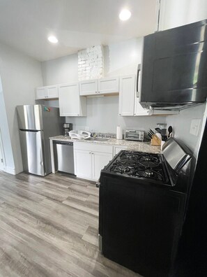 Includes a toaster, drip coffee pot and all cooking utensils and much more!
You will find all the cleaning supplies you will need under the sink.
