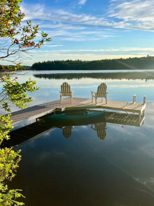 Relax with beautiful views of the lake on our new “L” shape 30 foot dock. 