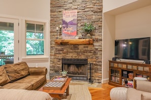Stone Fireplace in Living Room
