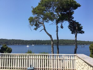 Die rechte Ecke der riesigen Terrasse und unser super Meerblick. 