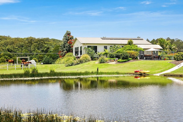 Enjoy the huge dam on the property for swimming, kayaking, or even fishing! :)