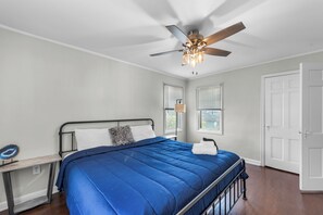 Pillow top King Bed With Fan and End Tables