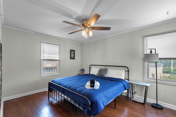 Pillow top King Bed With Fan and End Tables